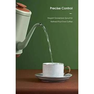 DmofwHi Gooseneck Electric Kettle(1.0L), 100% Stainless Steel BPA Free Classic Pour Over Coffee Kettle | Tea Kettle - Green