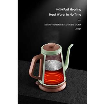 DmofwHi Gooseneck Electric Kettle(1.0L), 100% Stainless Steel BPA Free Classic Pour Over Coffee Kettle | Tea Kettle - Green