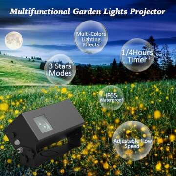 AIRIVO Outdoor Laser Lights Projector, 5 Color Motion Firefly Star Shower Laser Lights, Moving RGB Christmas Projector Light Waterproof with Remote Control for Home, Garden, Patio, GY-01A