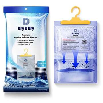 Dry & Dry 5 Packs [Net 7 Oz/Pack] Moisture Absorbers Dehumidifiers for Home Dehumidifier for Basement Dehumidifiers for Bedroom Small Dehumidifiers - Dehumidifiers Moisture Absorbers