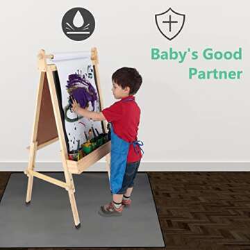 Splat Mat for Under High Chair, 51"x51" Large Baby Anti-Slip Splash Spill Mat for Eating Mess Arts C...