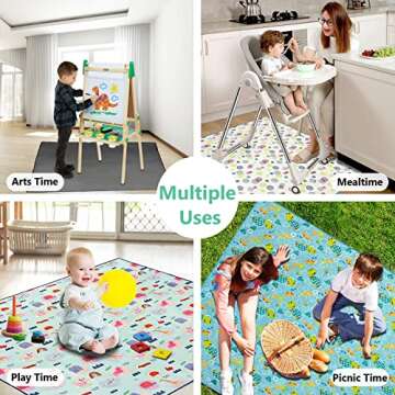 Splat Mat for Under High Chair, 51"x51" Large Baby Anti-Slip Splash Spill Mat for Eating Mess Arts Crafts, Waterproof Floor Baby Play Mat and Table Cloth Cover, Gray