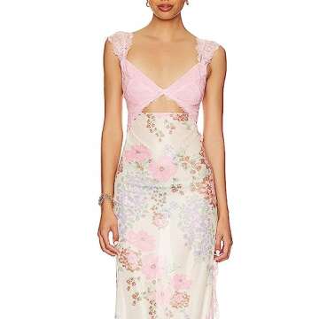 Chic Women Lace Patchwork Floral Maxi Dress for Summer Events