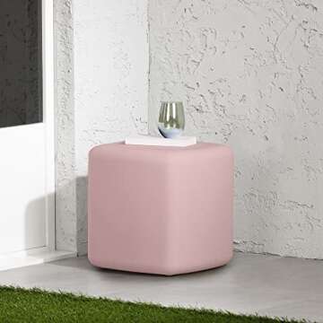 South Shore Dalya Outdoor Side Table with Rounded Corners, Pink Blush