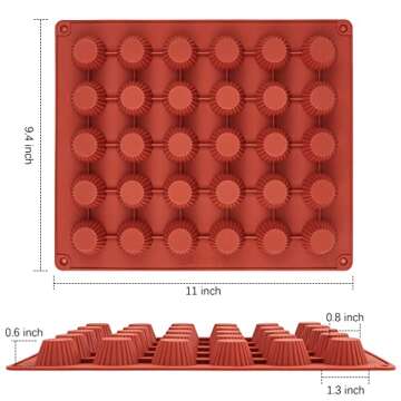 JOERSH Mini Peanut Butter Cup Mold Silicone Candy Mold for Keto Fat Bomb, Dark Chocolate, 30-Cavity