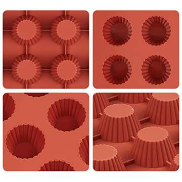 JOERSH Mini Peanut Butter Cup Mold Silicone Candy Mold for Keto Fat Bomb, Dark Chocolate, 30-Cavity