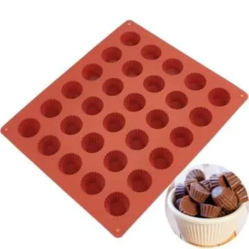 JOERSH Mini Peanut Butter Cup Mold Silicone Candy Mold for Keto Fat Bomb, Dark Chocolate, 30-Cavity