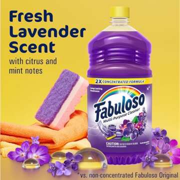 Fabuloso Multi-Purpose Cleaner & Floor Cleaner, 2X Concentrated, Lavender Scent, 56 Fluid Ounces (6 ...