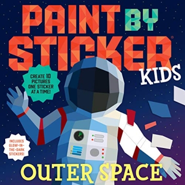 Paint by Sticker Kids Outer Space Art Kit with Glow-in-the-Dark Stickers