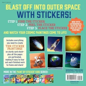 Paint by Sticker Kids Outer Space Art Kit with Glow-in-the-Dark Stickers