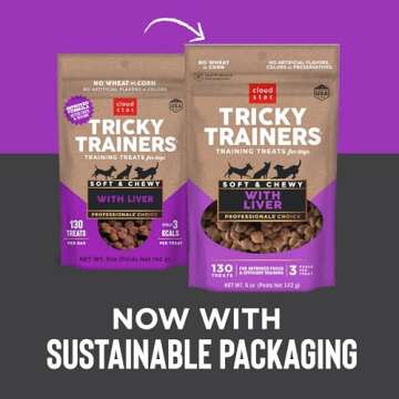 Cloud Star Tricky Trainers Soft & Chewy Dog Training Treats 5 oz Pouch, Liver Flavor, Low Calorie Behavior Aid with 130 treats