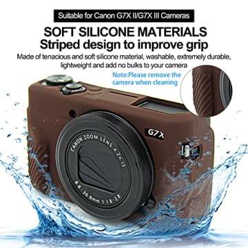 Easy Hood G7X Mark II Case G7X Camera Silicone Case, Soft Silicone Protective Cover for Canon Powershot G7X Mark II DSLR Camera (Coffee)