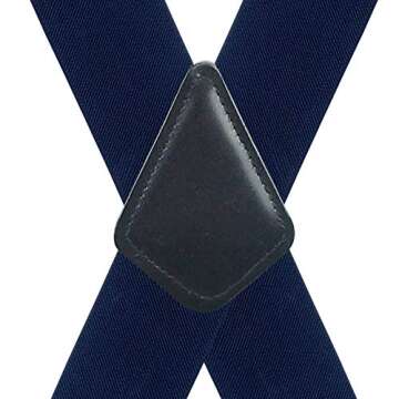 Moulen Men's X-Back 2 Inches Wide Heavy Duty Clips Adjustable Suspenders, Navy