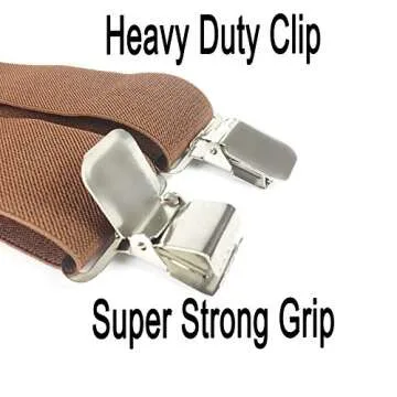 Moulen Men's X-Back 2 Inches Wide Heavy Duty Clips Adjustable Suspenders, Navy