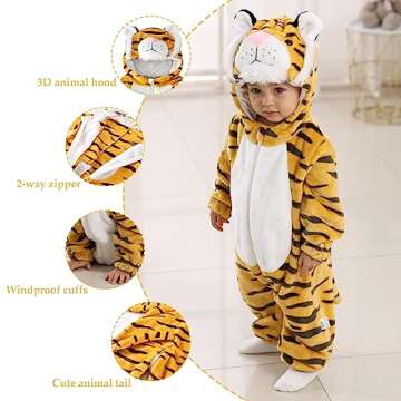 Adorable TONWHAR Unisex-Baby Animal Onesie Costume for Babies (6-12 Months)