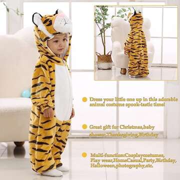 TONWHAR Baby Animal Onesie Costume for Halloween Fun