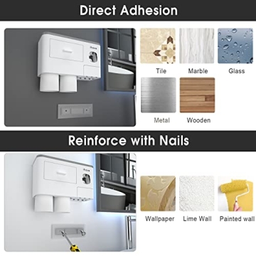 iHave Toothbrush Holder Wall Mounted with Toothpaste Dispenser