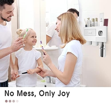 iHave Toothbrush Holder Wall Mounted with Toothpaste Dispenser