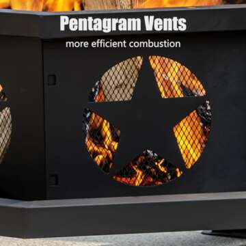 Panovue 35 inch Fire Pit for Outside, Heavy Duty Wood Burning Fire Pits,Outdoor Fireplace Octagonal Firepit for Camping, Backyard, Patio