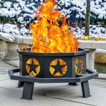 Panovue 35 inch Fire Pit for Outside, Heavy Duty Wood Burning Fire Pits,Outdoor Fireplace Octagonal Firepit for Camping, Backyard, Patio