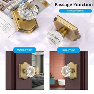 Gobrico Crystal Doorknob - Antique Brass Elegance