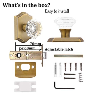 Gobrico Crystal Doorknob - Antique Brass Elegance