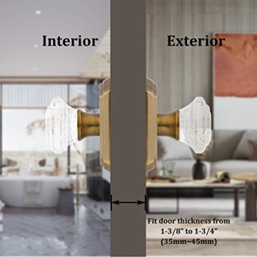 Gobrico Crystal Doorknob - Antique Brass Elegance