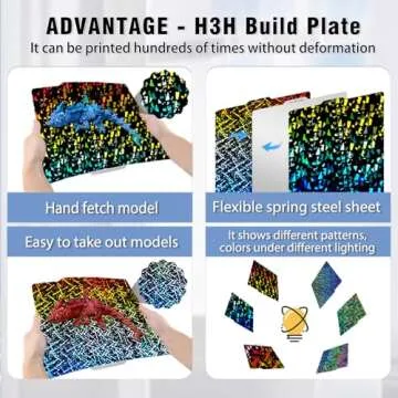 Wefuit Upgraded H1H Build Plate for Bambu Lab A1/X1/X1C/X1E/P1P/P1S 3D Printer,Smooth Lightsaber+Smooth Flake Spring Steel Plate,257x257mm Heated Bed Double Sided Flexible Sheet Removable Platform.