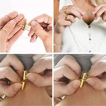OHINGLT Necklace Layering Clasps Magnetic Slide Lock Clasp Necklace Connector Multi Strands Slide Tube Clasps