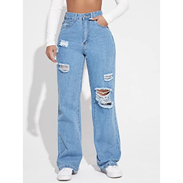 SweatyRocks High Waisted Ripped Boyfriend Jeans for Women