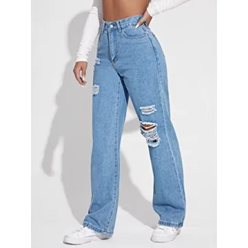 SweatyRocks High Waisted Ripped Boyfriend Jeans for Women