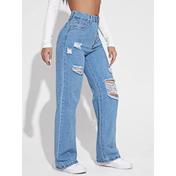 SweatyRocks High Waisted Ripped Boyfriend Jeans for Women