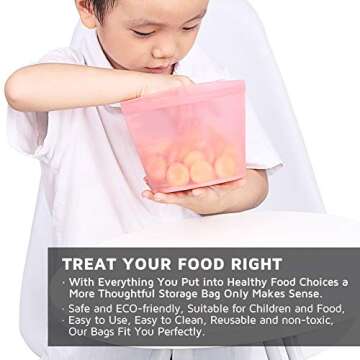 Reusable Food Storage Bags 3pack 100% Silicone Freezer Microwave Dishwasher Safe Washable Ziplock Airtight Seal BPA Free Leakproof Sandwich Lunch Snack Fruit Liquid Preservation Container ECO-Friendy