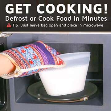 Reusable Food Storage Bags 3pack 100% Silicone Freezer Microwave Dishwasher Safe Washable Ziplock Airtight Seal BPA Free Leakproof Sandwich Lunch Snack Fruit Liquid Preservation Container ECO-Friendy