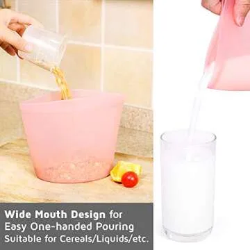 Reusable Food Storage Bags 3pack 100% Silicone Freezer Microwave Dishwasher Safe Washable Ziplock Airtight Seal BPA Free Leakproof Sandwich Lunch Snack Fruit Liquid Preservation Container ECO-Friendy