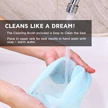 Reusable Food Storage Bags 3pack 100% Silicone Freezer Microwave Dishwasher Safe Washable Ziplock Airtight Seal BPA Free Leakproof Sandwich Lunch Snack Fruit Liquid Preservation Container ECO-Friendy