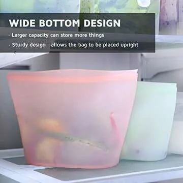 Reusable Food Storage Bags 3pack 100% Silicone Freezer Microwave Dishwasher Safe Washable Ziplock Airtight Seal BPA Free Leakproof Sandwich Lunch Snack Fruit Liquid Preservation Container ECO-Friendy