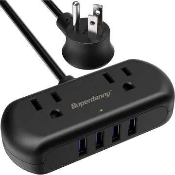 Compact Power Strip with USB for Home Office