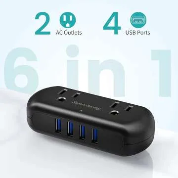 Compact Power Strip with USB for Home Office