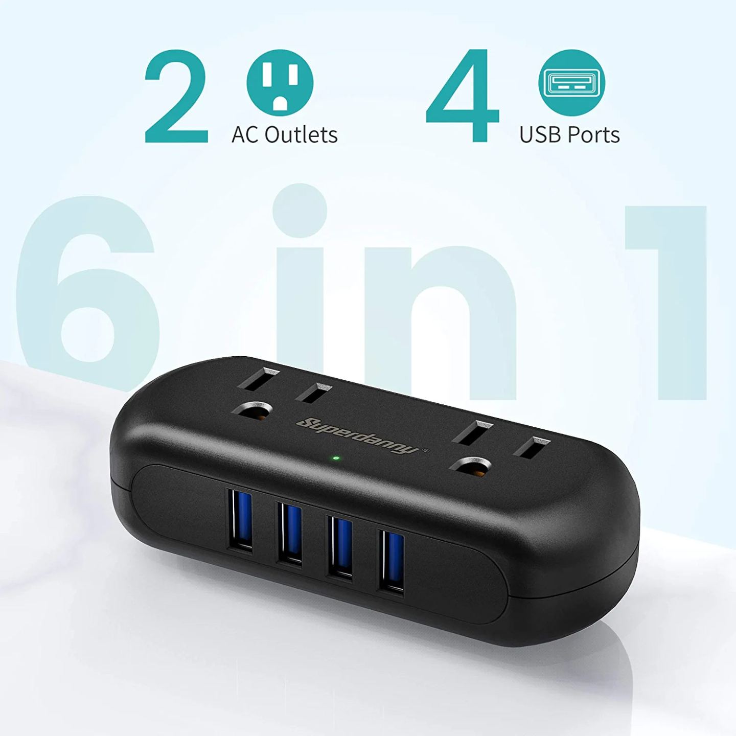 Compact Power Strip with USB for Home Office