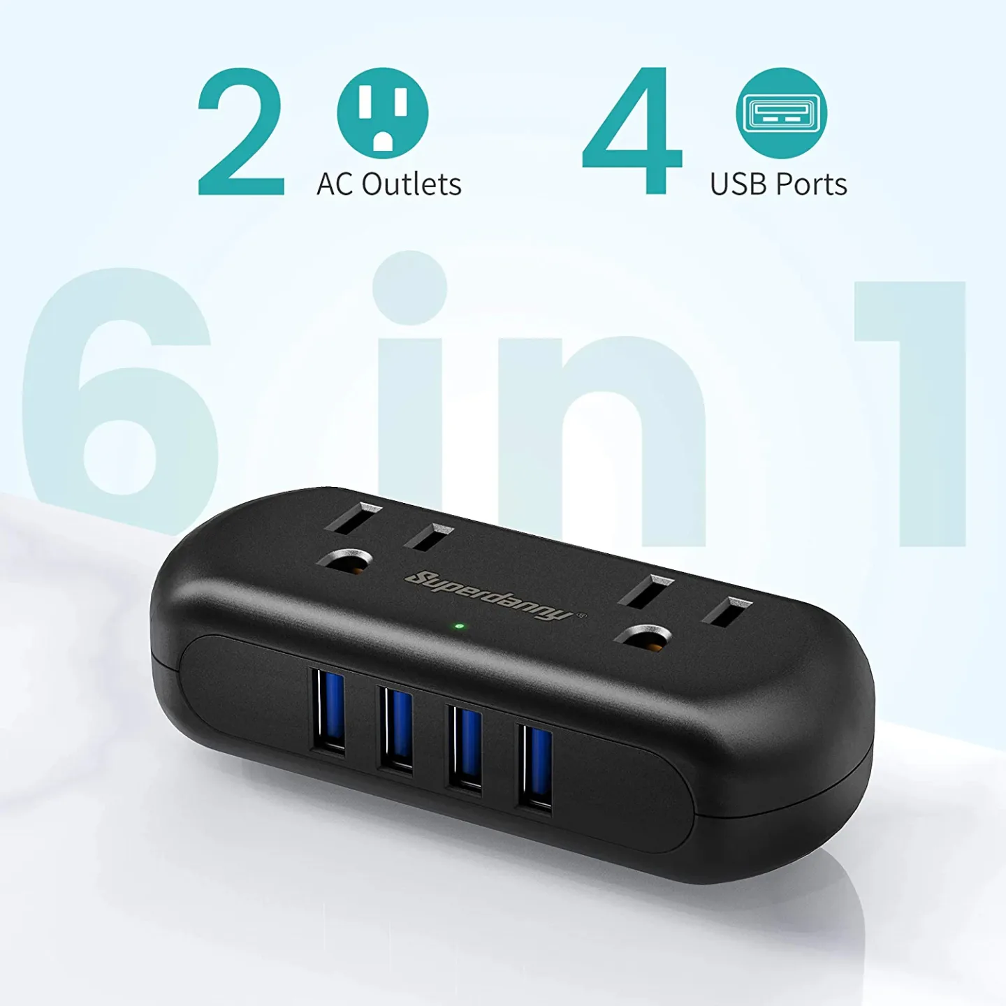 Compact Power Strip with USB for Home Office