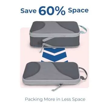 BAGSMART Compression Packing Cubes for Travel, 6 Set Travel Packing Cubes for Suitcases, Compression Suitcases Organizers Bag Set for Travel Essentials, Lightweight Packing Organizers Grey