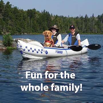 Sea Eagle SE370 3 Person Inflatable Portable Sports Kayak w/Seats, Paddles, Foot Pump and Carrybag