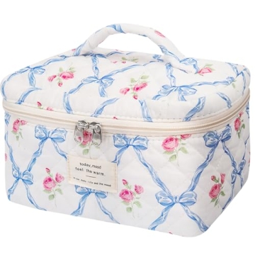 Charming Floral Cotton Makeup Bag for Women Travelers