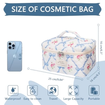 Charming Floral Cotton Makeup Bag for Women Travelers