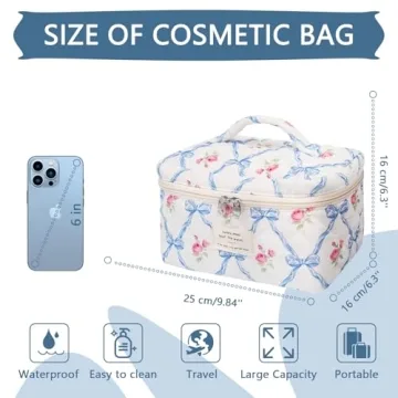Charming Floral Cotton Makeup Bag for Women Travelers
