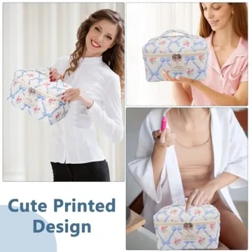 Charming Floral Cotton Makeup Bag for Women Travelers