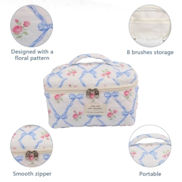 Charming Floral Cotton Makeup Bag for Women Travelers