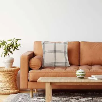 Creative Co-Op Square Plaid Cotton Pillow Cover, Grey, 20" x 20"