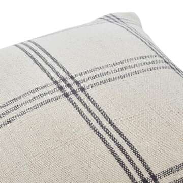 Creative Co-Op Square Plaid Cotton Pillow Cover, Grey, 20" x 20"
